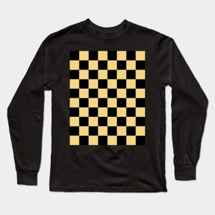 Canary Yellow and Black Chessboard Pattern Long Sleeve T-Shirt